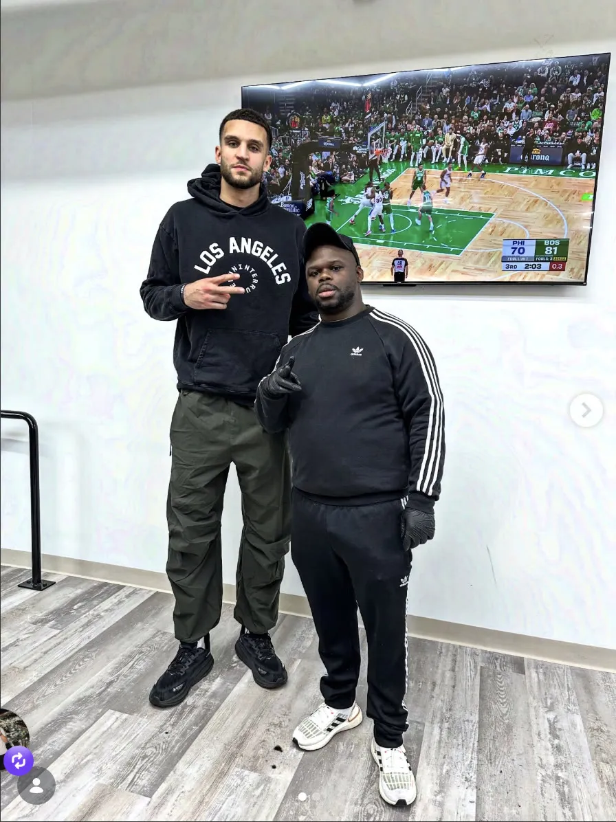 Austen with Pete Nance, Milwaukee Bucks